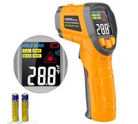 Eventek Thermometre Cuisine, -50°C~600°C(-58°F~1112°F) Thermometre Laser, Affichage à cristaux liquides, Sans Contact avec Emissivité Réglable, thermometre Infrarouge pour Cuisine, four a pizza, Jaune