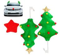 Eventerde Kit de voiture de renne, décoration de voiture de Noël - Ensemble de décoration de costume de voiture de cerf mignon | Nez de bois d'élan de voiture, décoration extérieure de voiture pour