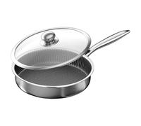 Eventerde Poêle Antiadhésive, Poêle Sauteuse à Revêtement Antiadhésif, Batterie de Cuisine en Acier Inoxydable avec Couvercle Compatible Induction Gaz Cuisson Maison Appartement Restaurant