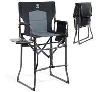 EVER ADVANCED Chaise réalisateur Haute 78cm, Pliable, 160kg | Chaise maquillage pliable avec table latérale et poche, pour maquilleur, sport, bar, noir