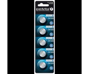 Everactive CR16205BL - Pack de 5 Piles Lithium CR1620 3V, Autonomie 10 ans, Diamètre 16mm, Hauteur 2mm, Usage Unique