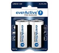 everActive D Lot de 2 Piles Pro Alcaline Mono LR20 R20 1.5V Haute Performance 10 Ans Durabilité - Lot de 2-1 Carte Blister,Emballage Peut Varier
