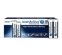 everActive Lot de 10 Piles AAA alcalines Pro LR03 R03 1,5 V - Haute Performance - Durée de Vie de 10 Ans - Noir/Blanc