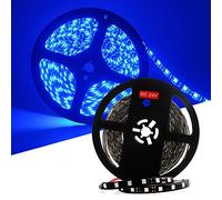 EverBrightt DC 24V bleu 5M 5050 SMD 60LED/M 300 LED bande Flexible étanche lampe PCB noir pour la décoration de maison commercialisent éclairage Mall