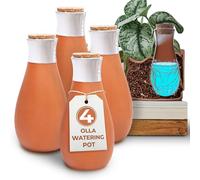Everbrook Globes d'arrosage Automatique pour Plantes - Piques d'arrosage en Terre Cuite - Pots d'arrosage Olla à libération Lente - Système d'irrigation Goutte à Goutte - Ciseaux de Jardin en Bonus