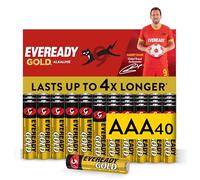 Eveready Gold de Energizer - Piles AAA (Lot de 40) Micro LR03 Alcaline 1,5 V - Énergie Longue durée - Idéales pour Les appareils du Quotidien - Emballage 100% Recyclable - Conservation 10 Ans