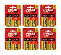 Eveready Lot de 6 Packs 2 Piles Alcaline EVEREADY GOLD D LR20 1,5V