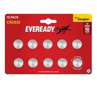 Eveready par Energizer Piles CR2032 (Lot de 10) - Pile Bouton Lithium 3V - Compatible AirTag, Clés de Voiture, Montres, Appareils Maison/Médicaux/Fitness - Emballage Sécurisé Enfants