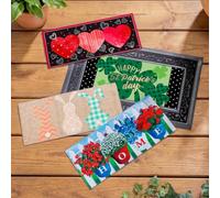 Evergreen Flag Sassafras Bundle - Lot de 5 paillassons d'entrée interchangeables de Ferme | Intérieur et extérieur | Paillasson de 55,9 x 25,4 cm et Plateau de 71,1 x 40,6 cm | Dos antidérapant |
