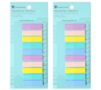 Evergreen Goods Lot de 2 Paquets de 400 Feuilles 10 Couleurs, 44 mm x 12 mm | Marqueurs Adhésifs Inscriptibles et Repositionnables | Règle Transparente de 14 cm | Pour Cahiers et Livres