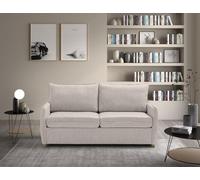 EVERGREENWEB Canapé-Lit 2 Places Convertible avec Matelas Double Memoire de Forme Pliable, Tissu Beige, Dossier avec Coussins Amovible, Moderne Système de Couchage, Pieds en Bois L170xP90xH75 | Grace
