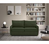 EVERGREENWEB Canapé-Lit 2 Places Convertible avec Matelas Double Memoire de Forme Pliable, Tissu Vert, Dossier avec Coussins Amovible, Moderne Système de Couchage, Pieds en Bois L170xP90xH75cm | GRACE
