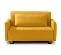 EVERGREENWEB Canapé-lit 2 Places Convertible en Lit avec Matelas 120x190 Effet Massant 0rthopédique, Extensible Sofa Bed Pliable, Housse Déhoussable et Lavable Couleur Jaune, 2 Coussins Inclus | EDITH