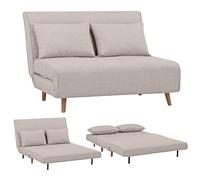 EVERGREENWEB - Canapé-Lit Banquette Convertible en lit | Fauteuil-lit Relax avec Matelas 120 cm et Coussin rembourré | Canapé clic-clac 2 Places avec Pieds en Bois | Foldy Beige