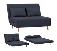 EVERGREENWEB - Canapé-Lit Banquette Convertible en lit | Fauteuil-lit Relax avec Matelas 120 cm et Coussin rembourré | Canapé clic-clac 2 Places avec Pieds en Bois | Foldy Gris Foncé