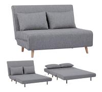 EVERGREENWEB - Canapé-Lit Banquette Convertible en lit | Fauteuil-lit Relax avec Matelas 120 cm et Coussin rembourré | Canapé clic-clac 2 Places avec Pieds en Bois | Foldy Gris