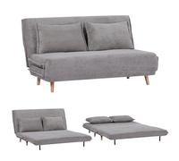 EVERGREENWEB Canapé-lit Convertible en Lit 2 Places 140 cm en Tissu Gris, Fauteuil-lit Relax Dossier Réglable 5 Positions, Oreillers Amovibles, Pieds en Bois, Canapé Pliant Clic Clac Rembourré, VELVET