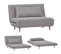 EVERGREENWEB Canapé-lit Convertible en Lit 2 Places Adulte en Tissu Gris, Fauteuil-lit Relax Dossier Réglable 5 Positions, Oreiller Amovible, Pieds en Bois, Canapé Pliant Clic Clac Rembourré | Velvet