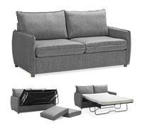 EVERGREENWEB Canapé-Lit Convertible en Lit 2 Places avec Matelas Double Memoire de Forme Pliable, Tissu Rembourré Gris, Dossier avec Coussins Amovible, Moderne Système de Couchage, 170x90x75cm | GRACE