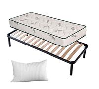 EVERGREENWEB Ensemble Matelas et Sommier Simple 80x190 cm Oreiller en Mémoire Gratuit| Kit Matelas en Tissu Aloé Vera 20 cm de Hauteu avec Sommier Cadre de lit avec 4 Pieds Inclus