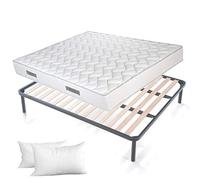 EVERGREENWEB - Kit Lit Complet Double 170x190 cm Sommier et Matelas Haut 19 cm avec 2 Coussins Memorie Gratuits. Ensembles Matelas et sommiers Composè: Matelas Mousse + sommier Cadre avec 4 Pieds
