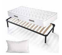 Evergreenweb - Kit sommier et Matelas Simple 90x200 Haut 19 cm avec Coussin memorie de Forme
