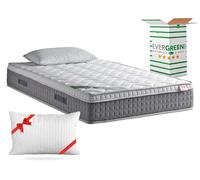 EVERGREENWEB Matelas 120x200 avec Surmatelas intégré en Mousse à Mémoire de Forme 7 Zones Ergonomique, 25 cm de hauteur + Oreiller GRATUIT Housse Blanc Rembourré à Effet Massant Tissu Hypoallergénique