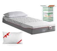 EVERGREENWEB Matelas 80x190 Mémoire de Forme pour 1 Personne avec Oreiller Gratuit, Zones Différenciées, 20 cm de Hauteur avec Housse Amovible Lavable Anti Acarien, Degré de dureté 2-3 Haute Densité
