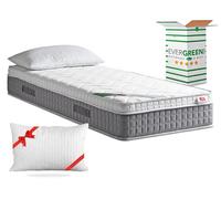 EVERGREENWEB Matelas 80x200 avec Surmatelas intégré en Mousse à Mémoire de Forme 7 Zones Ergonomique, 25 cm de hauteur + Oreiller GRATUIT, Housse Blanc Rembourré à Effet Massant Tissu Hypoallergénique