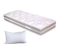 EVERGREENWEB - Matelas Simple 80 x 200 Epassier 25 cm pour lit avec surmatelas en 100% Latex déhoussable et Lavable, Rembourrage Doux Effet Plume + Oreiller en Latex Offert