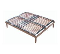 Evergreenweb - Sommier Double 160x190 cm en Bois de hêtre avec Amortisseur,lit avec Lattes basculantes et régulateurs de rigidité - Pieds Inclus - Idéal pour Tous Les Lits et Matelas - Lemon