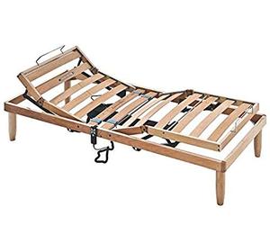 EVERGREENWEB Sommier Electrique 120x190cm de Relaxation Tête et Pieds, Réglables de Rigidité, Sommier à Lattes Renforcé Cadre del Lit en Bois hêtre Comfort pour Enfant et Adultes avec 4 Pieds Amovible