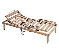 EVERGREENWEB Sommier Electrique 90x190 cm de Relaxation Tête et Pieds, Réglables de Rigidité, Sommier à Lattes Renforcé Cadre del Lit en Bois hêtre Comfort pour Enfant et Adultes avec 4 Pieds Amovible