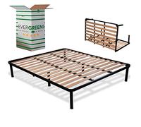 Evergreenweb - Sommier lit Pliable Double 140x190 cm orthopédique Haut 35 cm- sommier à Lattes en Bois de Etre renforcé - avec 6 Pieds Amovible