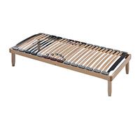 Evergreenweb - Sommier Simple 80x190 cm en Bois de hêtre avec Amortisseur,lit avec Lattes basculantes et régulateurs de rigidité - Pieds Inclus - Idéal pour Tous Les Lits et Matelas - Lemon
