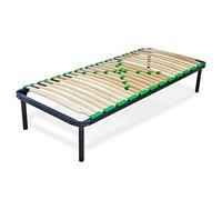 EVERGREENWEB - Sommier Simple 90 x 200 cm 24 Lattes en Bois avec Lattes réglables, Orthopédiques, Cadre en Fer Renforcé laqué époxy, 4 Pieds Amovibles Inclus, Mod. Premium