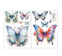 Everjoy Autocollants de tatouage temporaire papillon aquarelle réaliste, faux tatouages imperméables, décorations corporelles pour femmes et filles