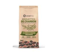 EVERLINE - Briquettes de Charbon à Base de noyaux d'Olives, Combustible 100% Naturel pour Brasero, Barbecue, Allumage Rapide en 10 Minutes, 3H de durée de Cuisson Maxi, Faible Fumée, sans Additif