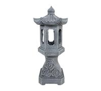 EverPinger Statue de Jardin Résine Solaire Sculpture Chinoise Ornement Décoratif Lanterne Paysagère Figurine Extérieure Convient pour Cour Terrasse, 11 x 11 x 32 cm