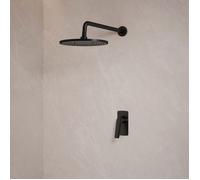 EVERSTEIN Système de douche encastré noir mat, équilibrage de pression, tête pluie 253 mm, bras 400 mm
