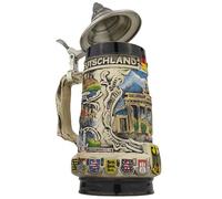 EVERSTYLE Chope à bière avec couvercle - 0,7 l - Chope traditionnelle en pierre - Fabriquée à la main pour la maison, la collection et la fête de la bière - Idée cadeau pour hommes, papa et amateurs