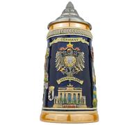 EVERSYTLE Chope à bière avec couvercle 0,7 l - Chope en pierre traditionnelle avec couvercle pointu - Motif Allemagne - Chope à bière pour la maison, la décoration et la collection - Cadeau pour homme