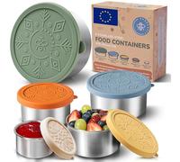 Everusely - Boîte à repas en inox avec couvercles étanches - Lot de 5, Collection Muted - Boîte de conservation hermétique - Boîte de conservation des aliments en inox