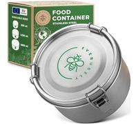 Everusely Boîte alimentaire en acier inoxydable - Capacité 1,8 L - Boîte à lunch ronde pour enfants et adultes - Boîte à goûter étanche avec couvercle - Organiseur réutilisable