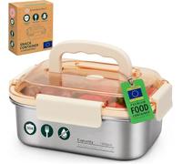 Everusely - Grande boîte de conservation des aliments en inox +couvercle à pression - 1,4 L - Boîte à déjeuner hermétique - Préparation des repas, voyages, marinade de viande