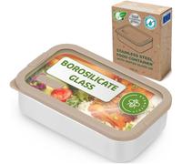 Everusely Récipient alimentaire en inox avec couvercle en verre allant au micro-ondes - 700 ml - Boîte à déjeuner allant au micro-ondes - Organisateur d'en-cas étanche en métal de qualité supérieure