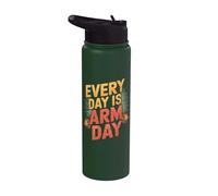 Everyday is Arm Day Funny Bodybuilder Stainless Steel Insulated Water Bottle