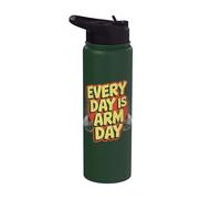 Everyday is Arm Day Funny Bodybuilder Stainless Steel Insulated Water Bottle