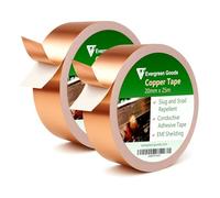 EVG 2 Rouleaux 20mm x 25m Ruban Cuivre Conducteur Anti-Limaces & Escargots | Auto-Adhésive Barrière Résistante EMI | Blindage pour Réparations Électriques DIY | Jardinage