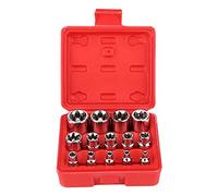 EVGATSAUTO Jeu de Douilles à Embout Torx, 14 pièces Jeu de Douilles à Embout étoile Torx de Type E E4-E24 Kit d'outils de réparation d'entraînement 1/4"3/8" 1/2"